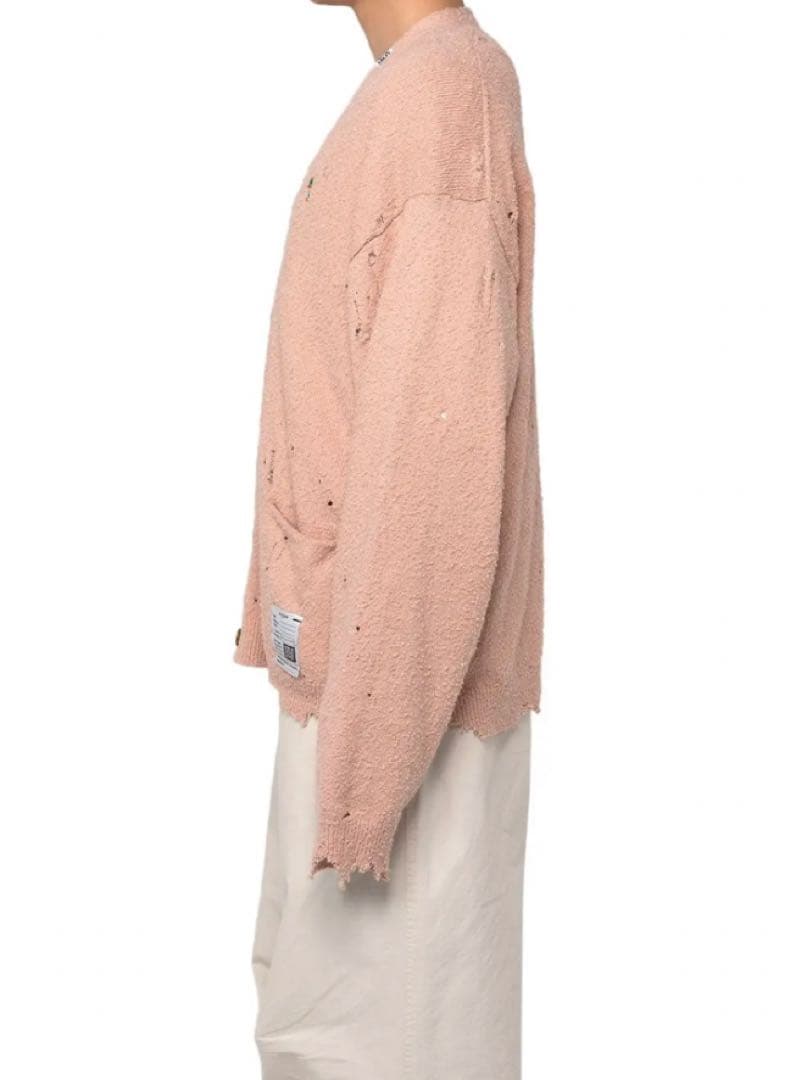 メゾンミハラヤスヒロ　ダメージニットカーディガン　ピンク　佐久間大介着用　24年