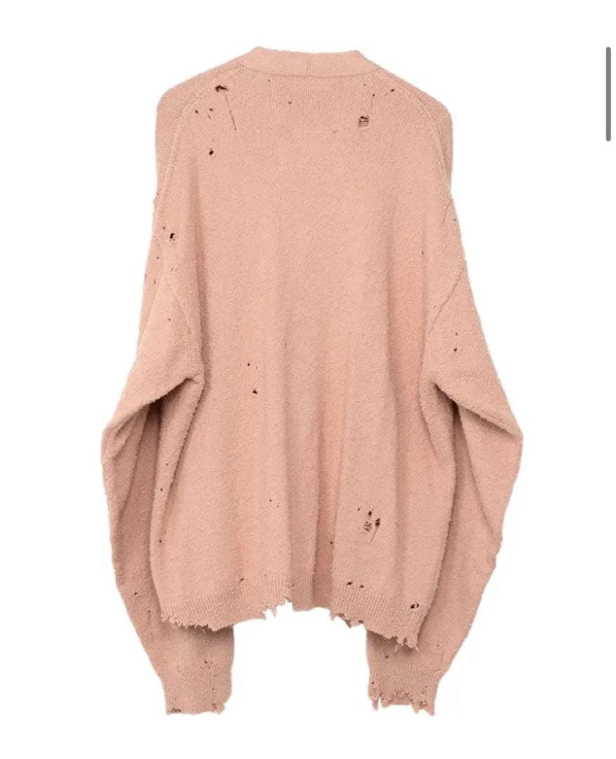 メゾンミハラヤスヒロ　ダメージニットカーディガン　ピンク　佐久間大介着用　24年