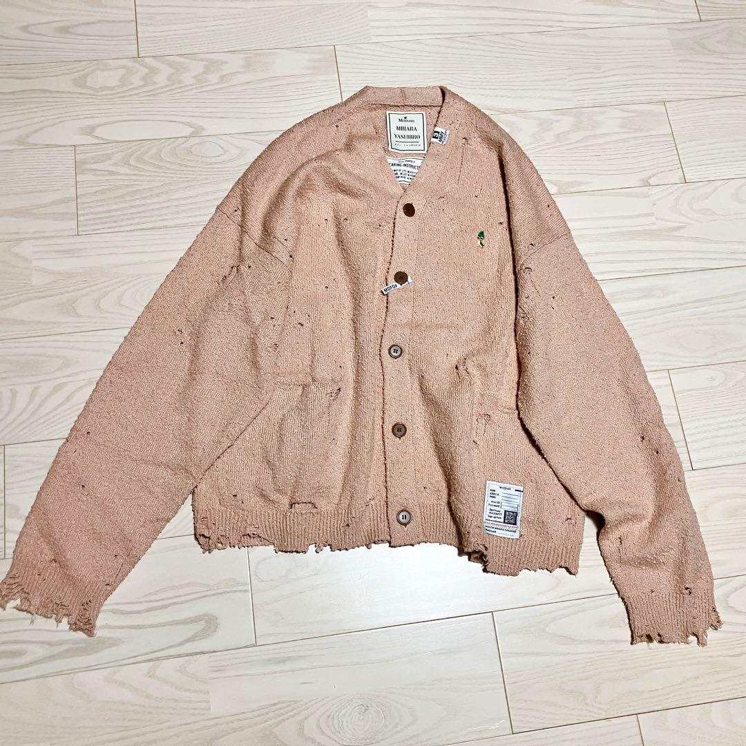 メゾンミハラヤスヒロ　ダメージニットカーディガン　ピンク　佐久間大介着用　24年