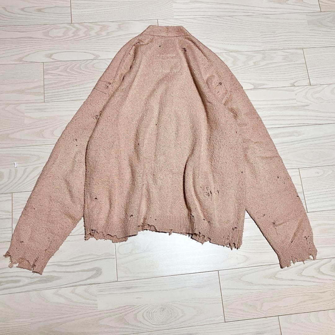 メゾンミハラヤスヒロ　ダメージニットカーディガン　ピンク　佐久間大介着用　24年