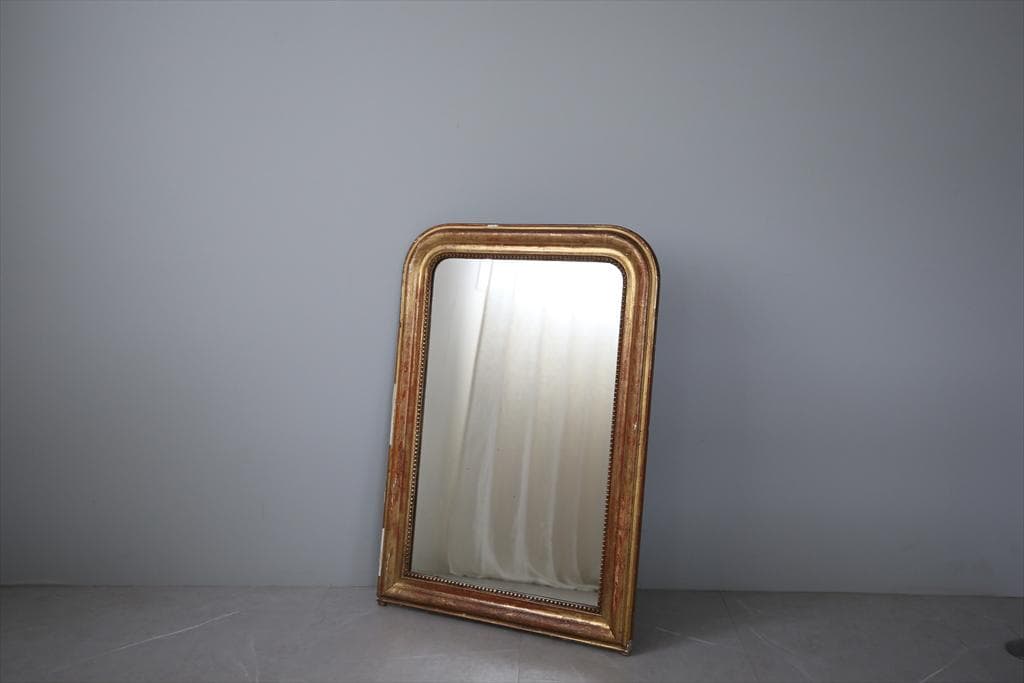 フランスアンティークルイフィリップ様式ミラー/ウォールミラー鏡(54-196)