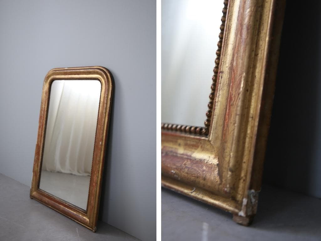 フランスアンティークルイフィリップ様式ミラー/ウォールミラー鏡(54-196)