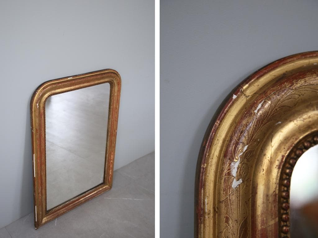 フランスアンティークルイフィリップ様式ミラー/ウォールミラー鏡(54-196)