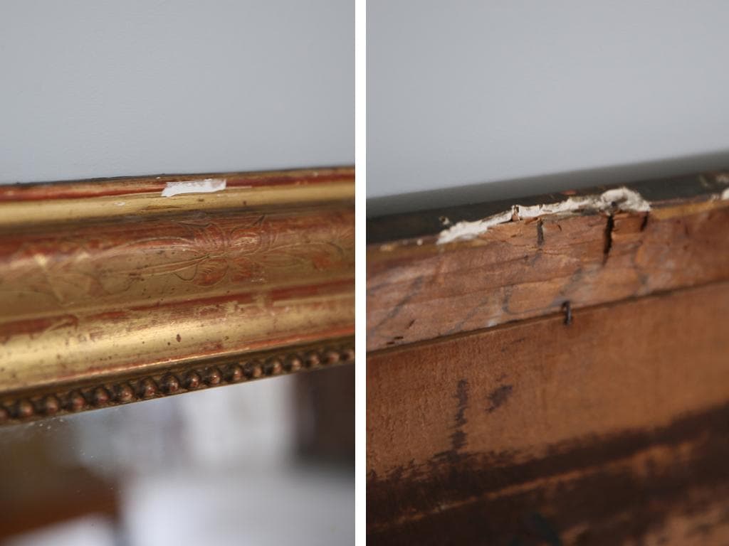 フランスアンティークルイフィリップ様式ミラー/ウォールミラー鏡(54-196)