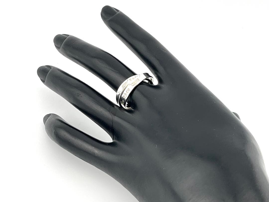 f119 美品　ティファニー　インターロッキング　ダブルリング　925 約14号