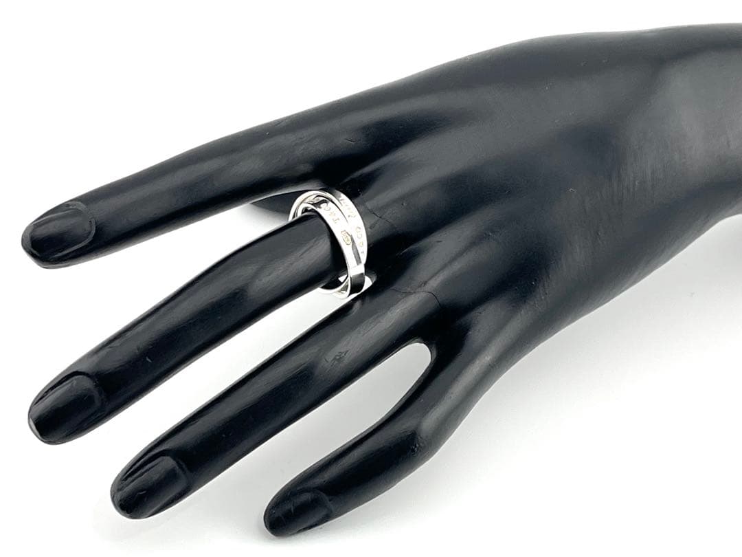 f119 美品　ティファニー　インターロッキング　ダブルリング　925 約14号