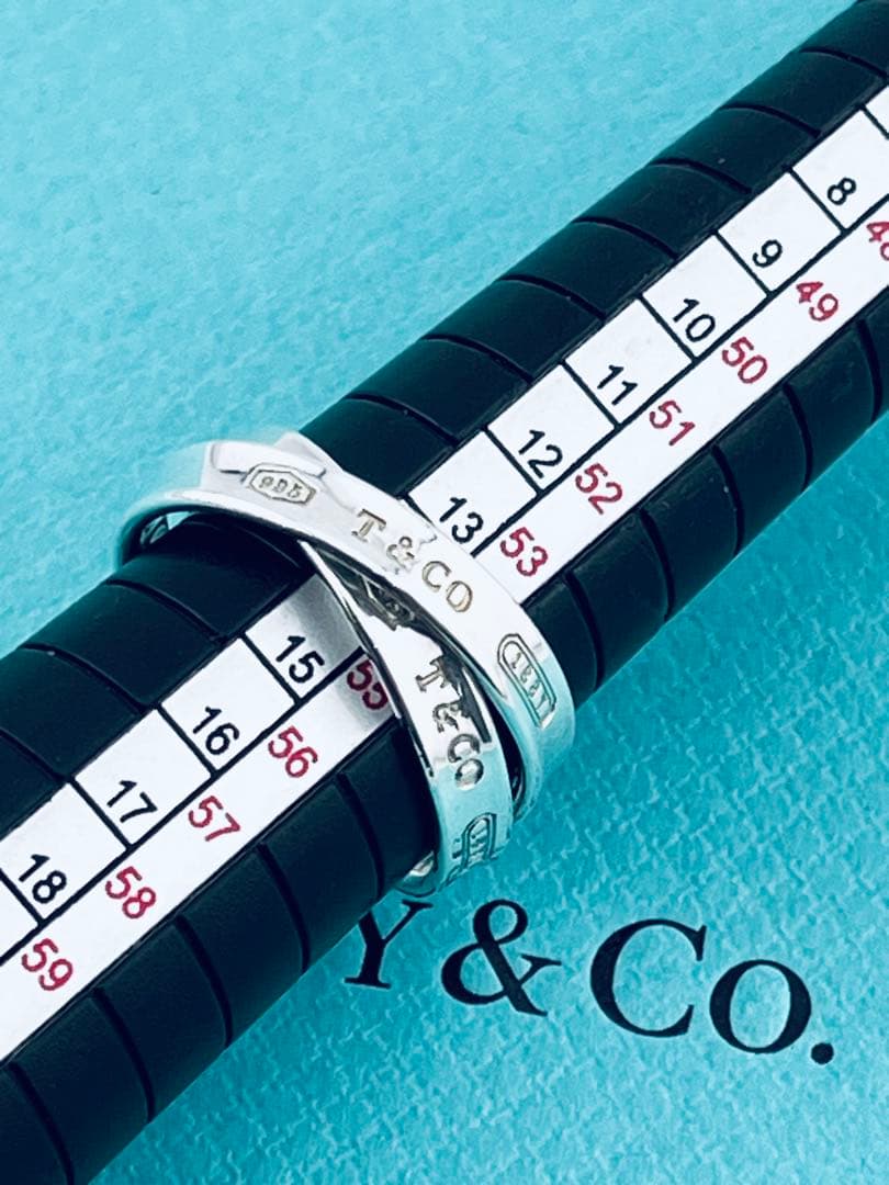 f119 美品　ティファニー　インターロッキング　ダブルリング　925 約14号