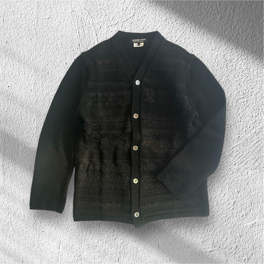 コムデギャルソンオムドゥ　厚手ウール　模様　ニット　カーディガン　メンズ長袖　L