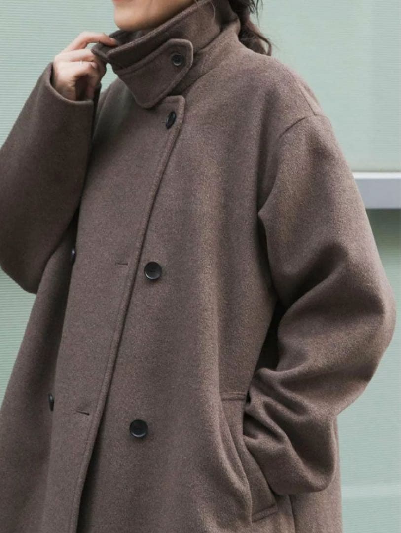 ブラウン ウールロングコート