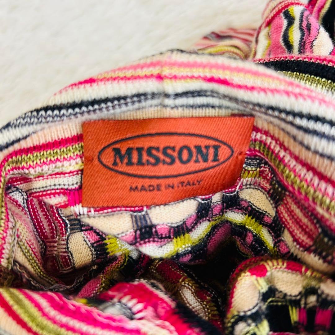 MISSONI ニット タートルネック長袖 ボーダー イタリヤ製シルクブレンドM