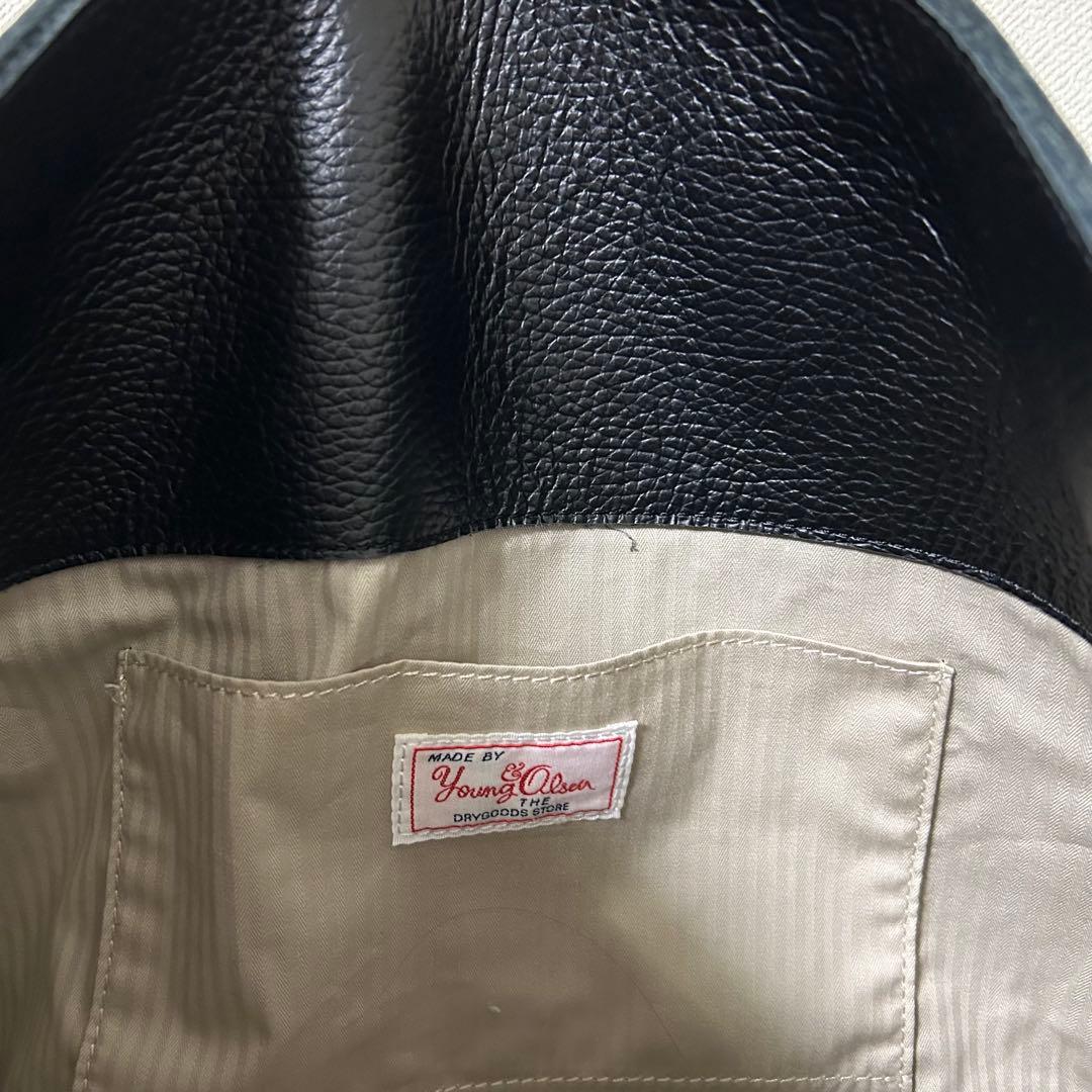 『美品』YOUNG&OLSENエンボスレザーベルテッドトートバッグ