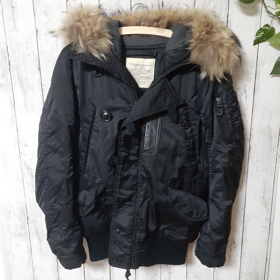 美品G.O.A. N-28Y2Kミリタリージャケットフライトファー美品黒F