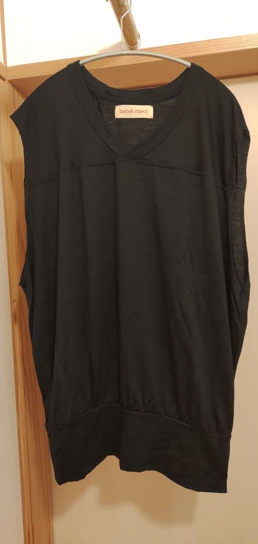 barbell object / wool ns top -BLACK　24SS