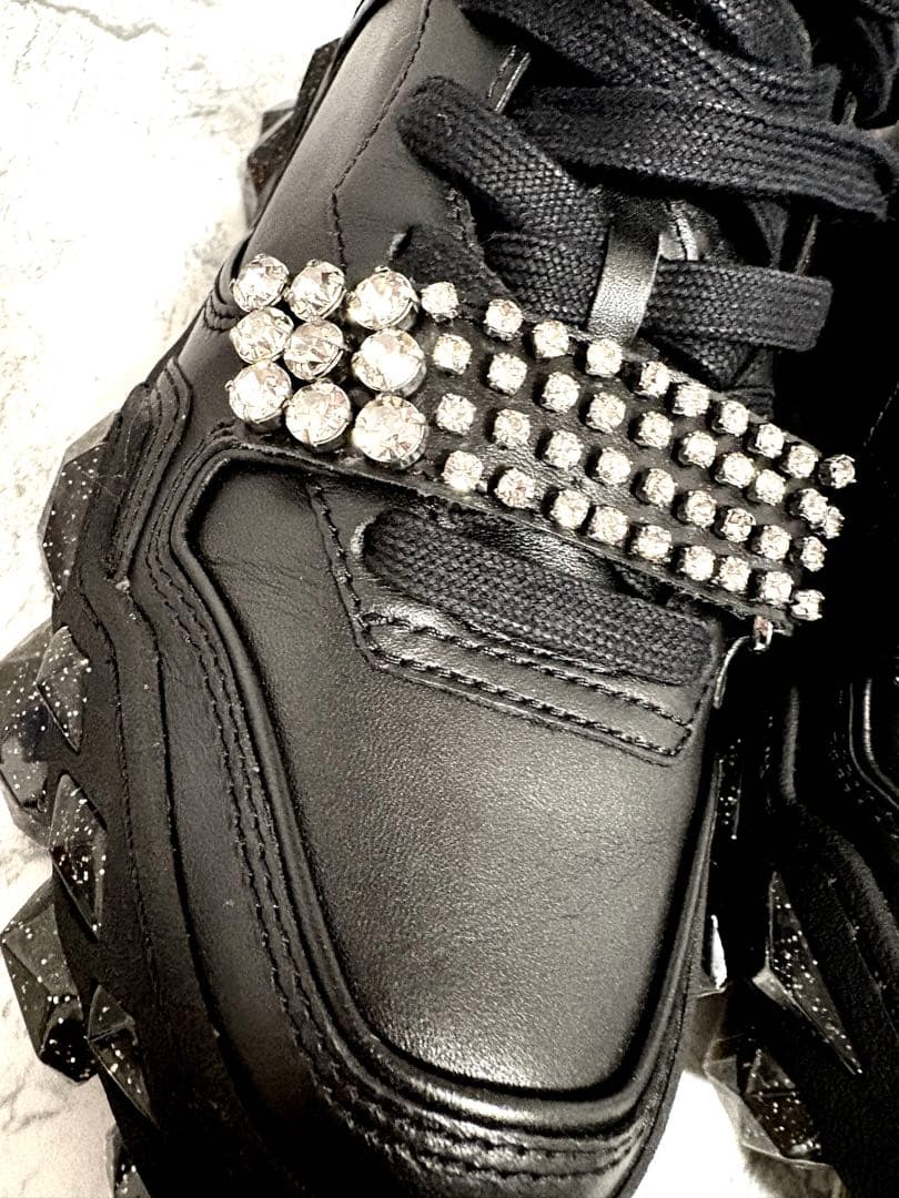 【極美品】JIMMY CHOO ビジュー 黒 厚底 スニーカー 36 23cm