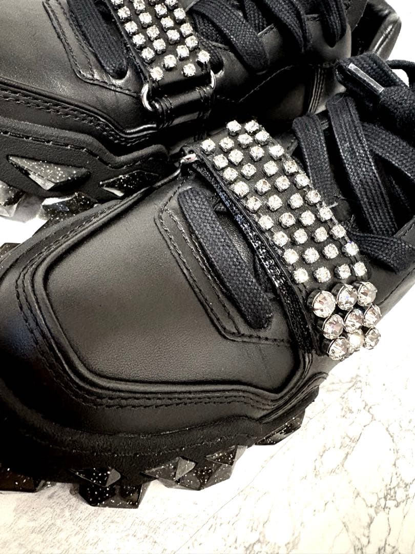 【極美品】JIMMY CHOO ビジュー 黒 厚底 スニーカー 36 23cm