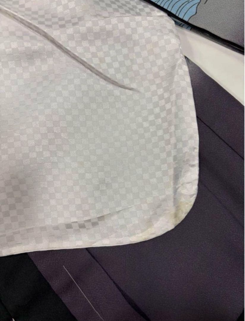 七五三　5歳男の子　着物・袴セット　グレーと紫系　鷹　松竹梅　日本製　新品