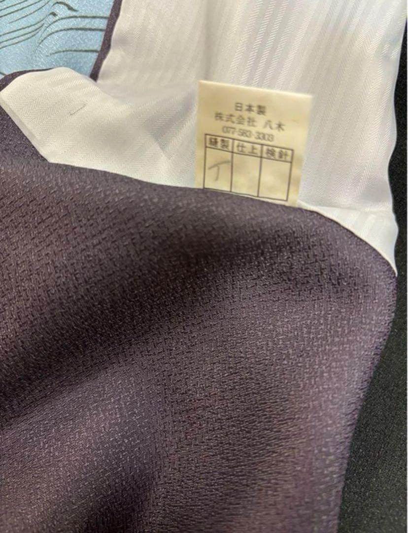 七五三　5歳男の子　着物・袴セット　グレーと紫系　鷹　松竹梅　日本製　新品