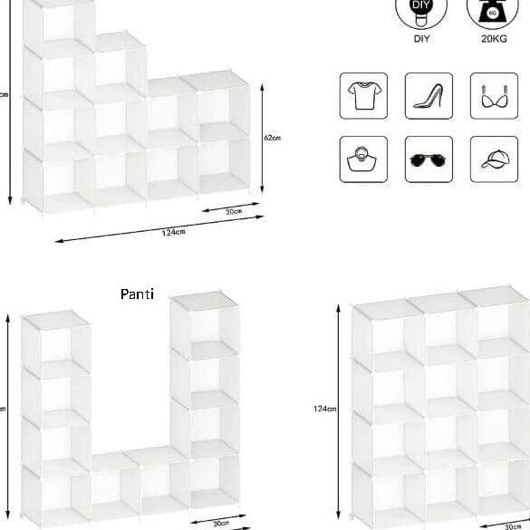 本棚 大容量 整理棚 収納ラック 組み立て式 衣類収納ボックス（12ボックス3