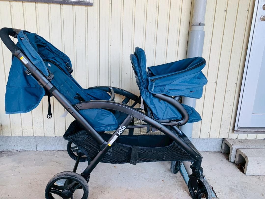 65Z 送料込 Joie エヴァライトデュオ ダブルベビーカー ネイビー 中古品