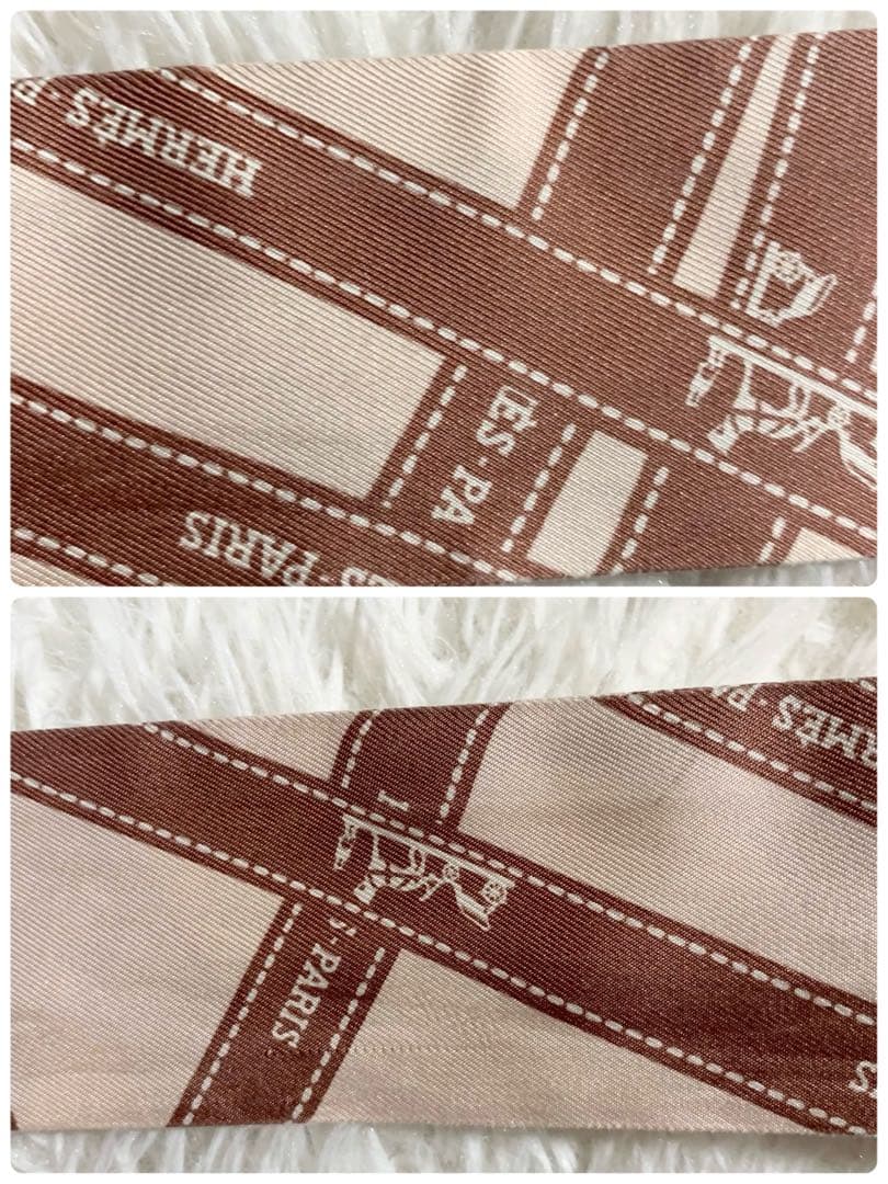 HERMES　エルメス　ボルデュックリボン　ツイリー　スカーフ　シルク