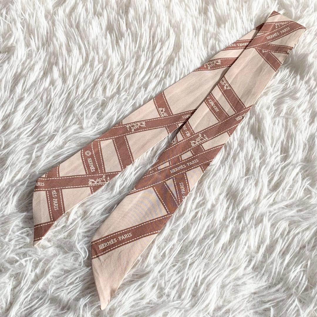 HERMES　エルメス　ボルデュックリボン　ツイリー　スカーフ　シルク