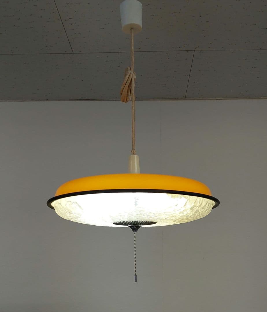 昭和レトロ オレンジ 吊り下げ ペンダントライト 蛍光灯 2灯 ナショナル