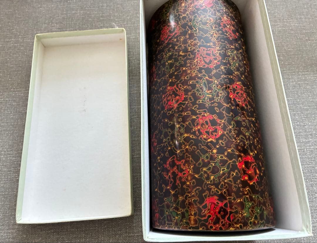 津軽塗 唐塗 花瓶＆花台セット 色味に個体差あり 箱付き