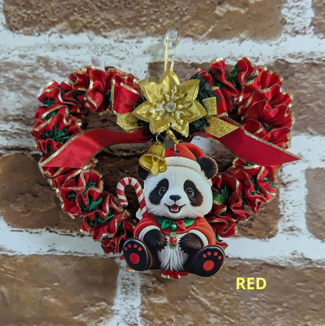 【健康＆ご多幸祈願】サンタパンダちゃんプルメリアXmasリース４色