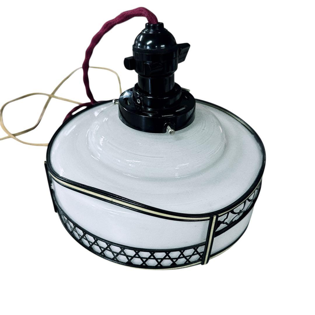 大正レトロ　電笠　乳白ガラス　昭和レトロ　照明　3点セット　現状品