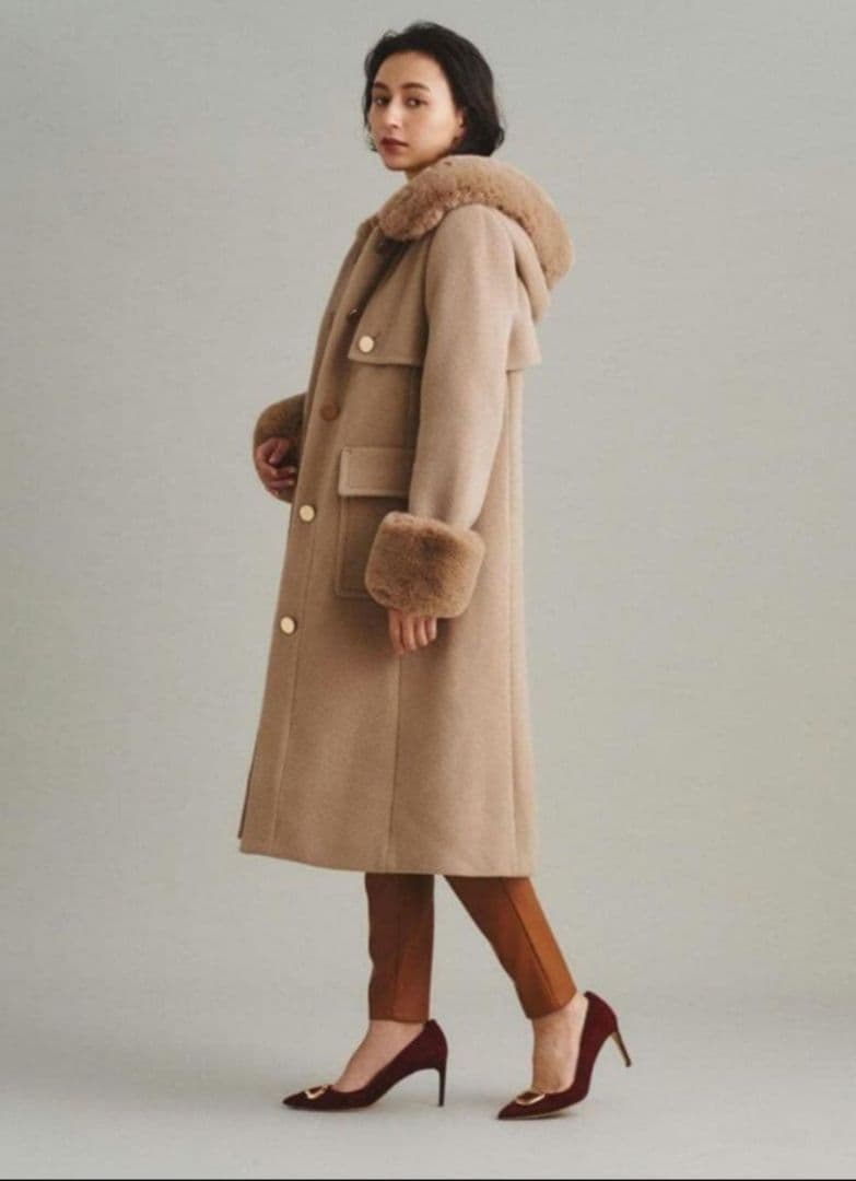 グレースコンチネンタル格安美品定価96800円ファー付フードコート65%オフ