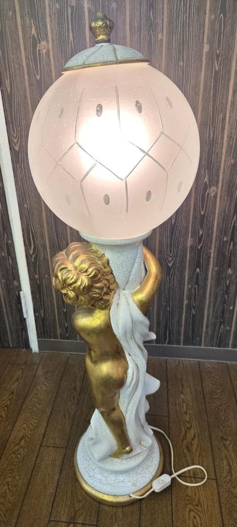 〈たのめる便・現状渡し〉天使 陶器スタンドライト 100V