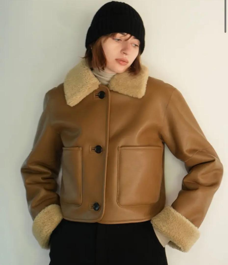 ジャケット・アウター CLANE VEGAN LEATHER BOA SHORT JACKET