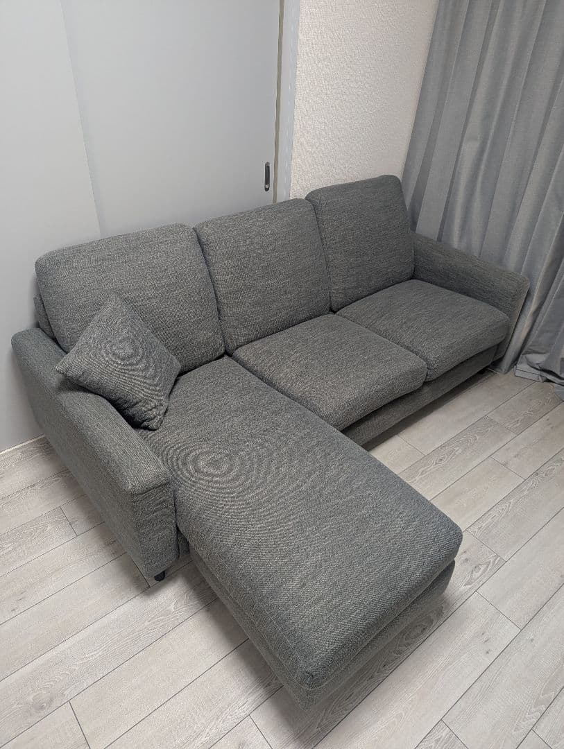 【引越処分3/12迄】ニトリ 3人掛けカウチソファ グレー 直接引取限定