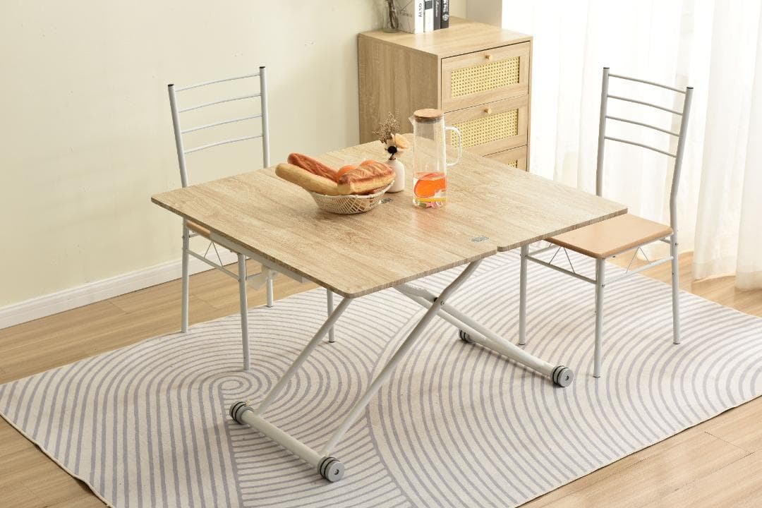 タイムセール！ダイニングテーブル【単品】　ガス圧昇降式テーブル　NATURAL