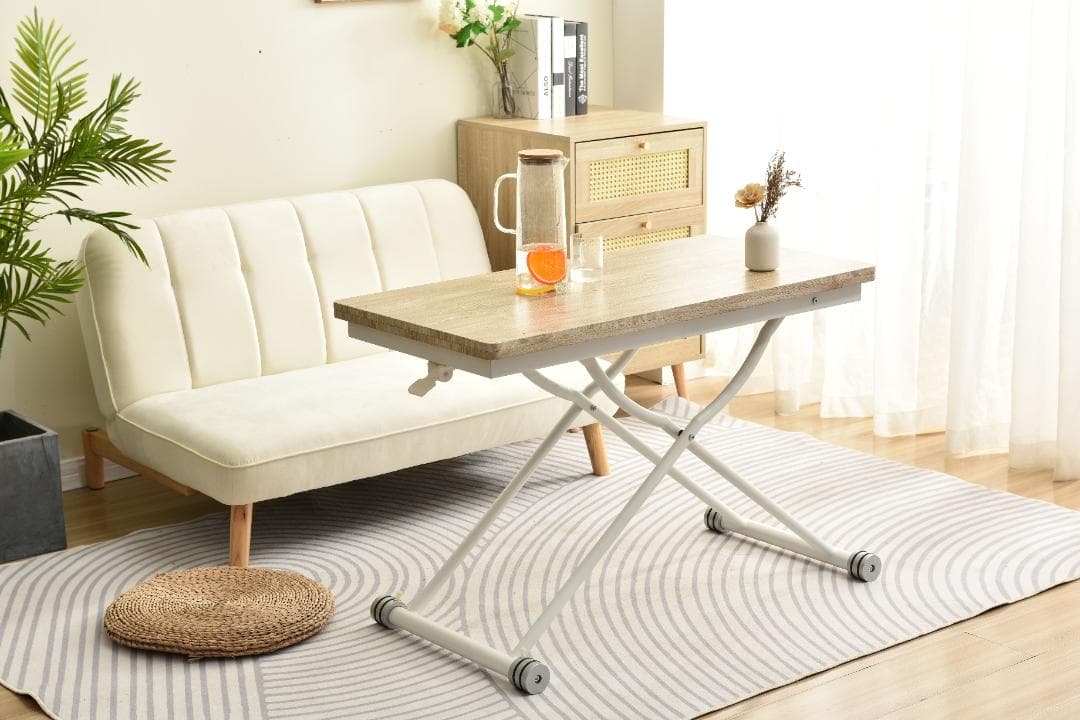 タイムセール！ダイニングテーブル【単品】　ガス圧昇降式テーブル　NATURAL