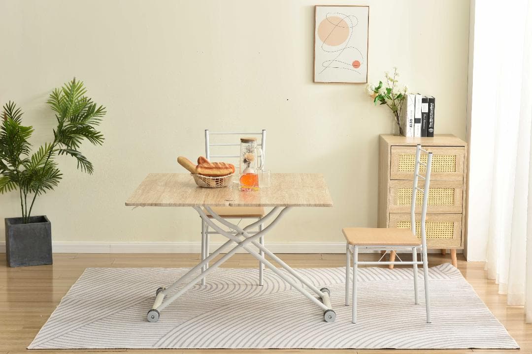 タイムセール！ダイニングテーブル【単品】　ガス圧昇降式テーブル　NATURAL