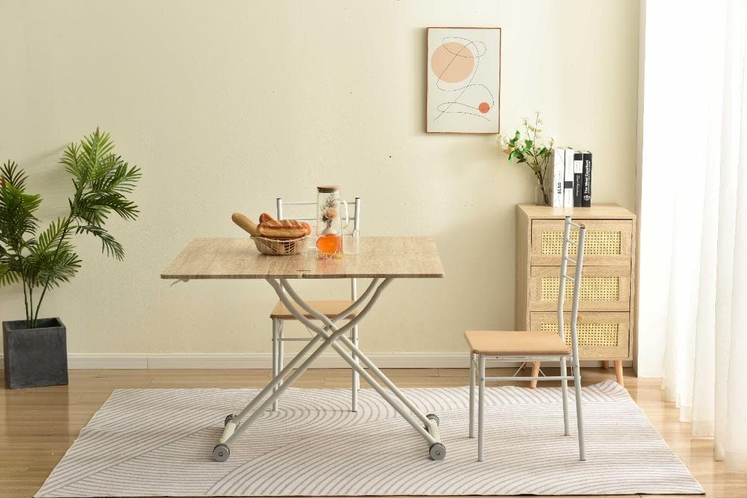 タイムセール！ダイニングテーブル【単品】　ガス圧昇降式テーブル　NATURAL