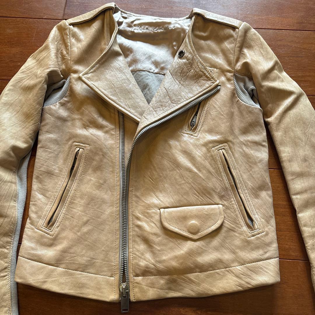 Rick owens リックオウエンス レザージャケット ベージュライダース　s