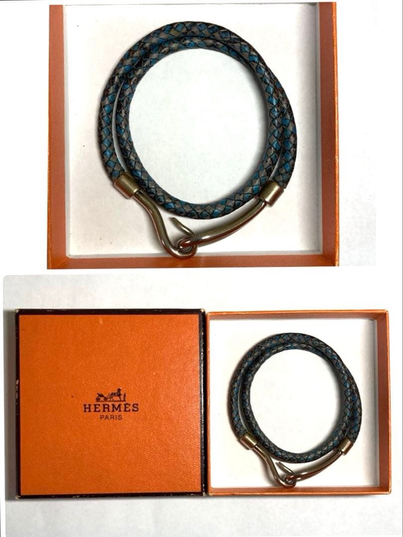 HERMES エルメス　ジャンボ　編み込み　チョーカー　2連ブレスレット　箱付き