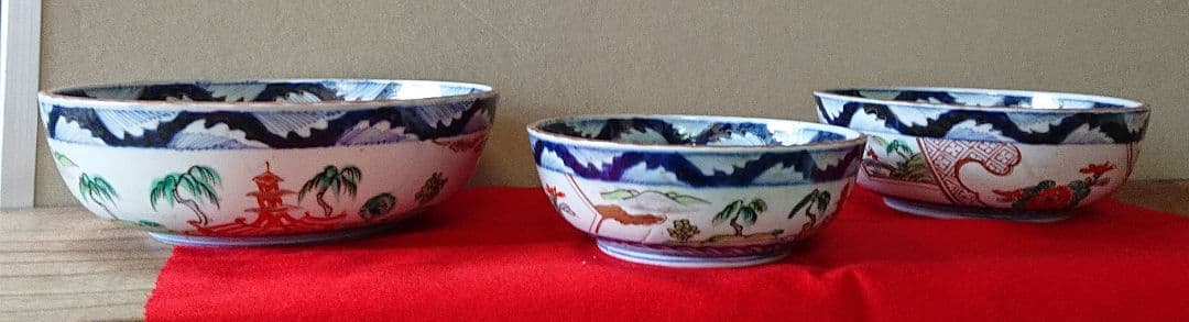 古伊万里三つ丼セット二重高台