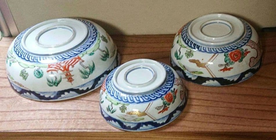 古伊万里三つ丼セット二重高台