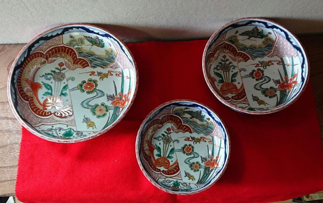 古伊万里三つ丼セット二重高台