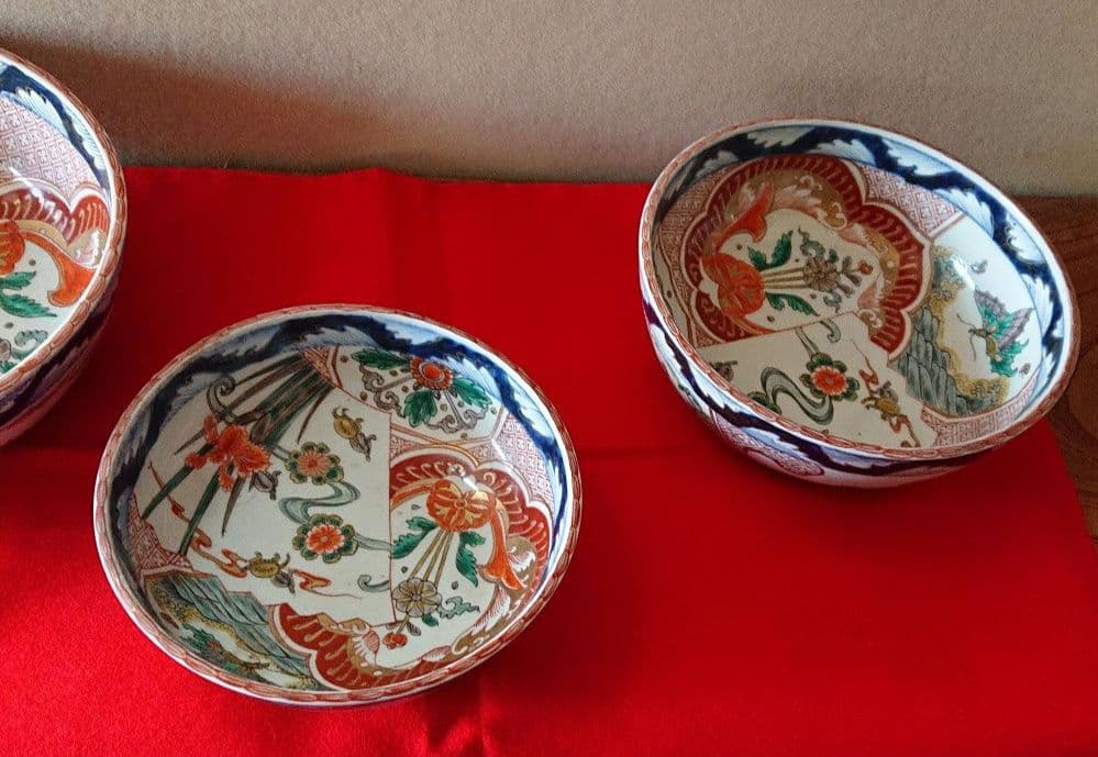 古伊万里三つ丼セット二重高台