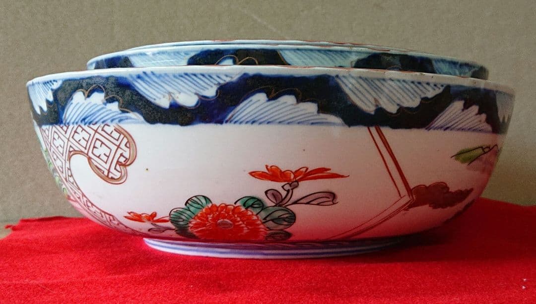 古伊万里三つ丼セット二重高台