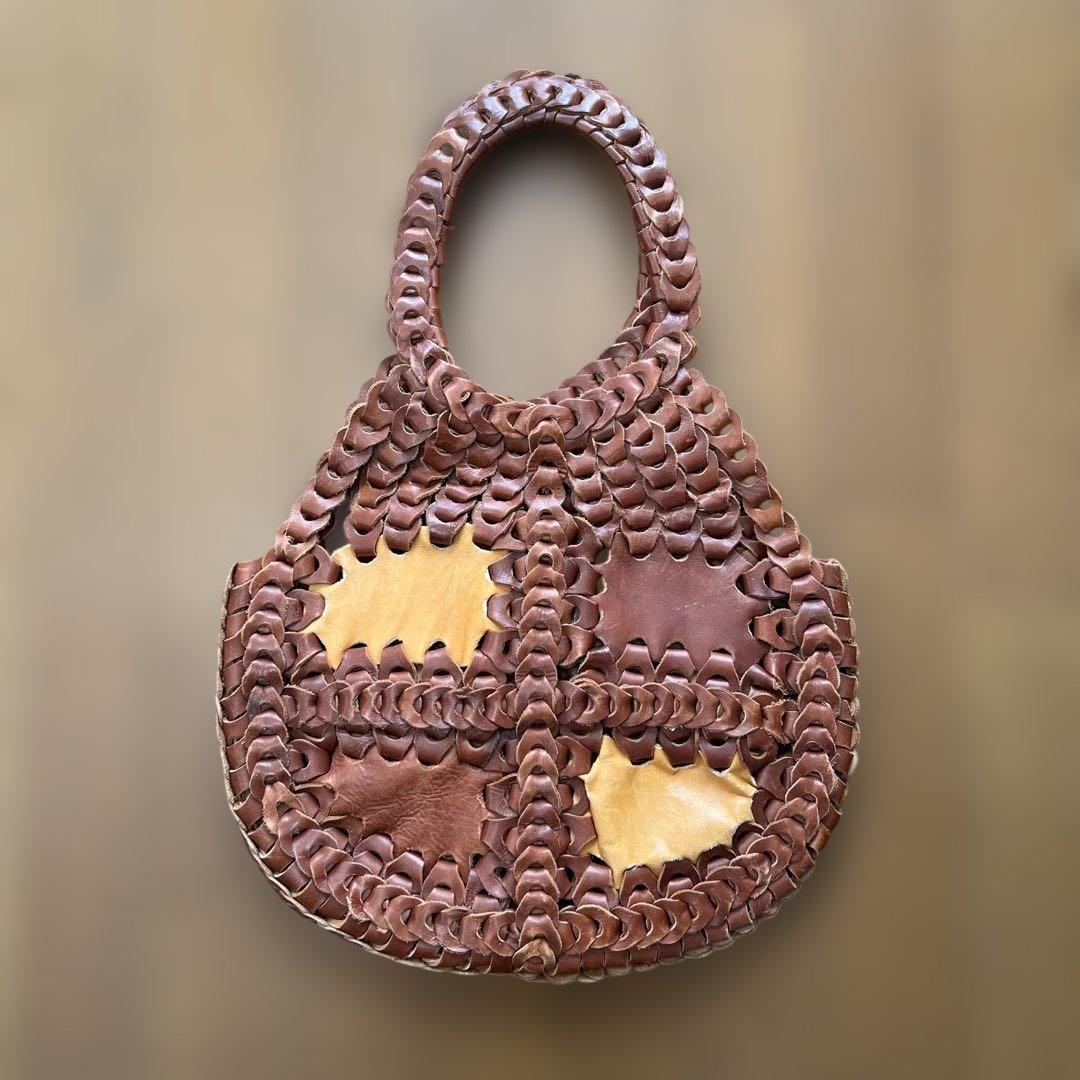 ７０Ｓ　レザーバッグ　ビンテージ　ハンドメイド