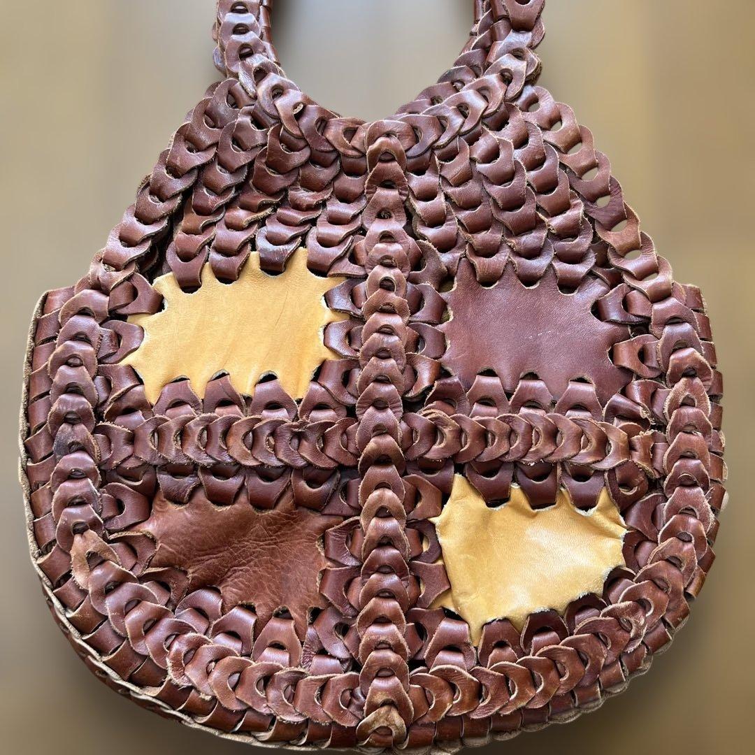 ７０Ｓ　レザーバッグ　ビンテージ　ハンドメイド