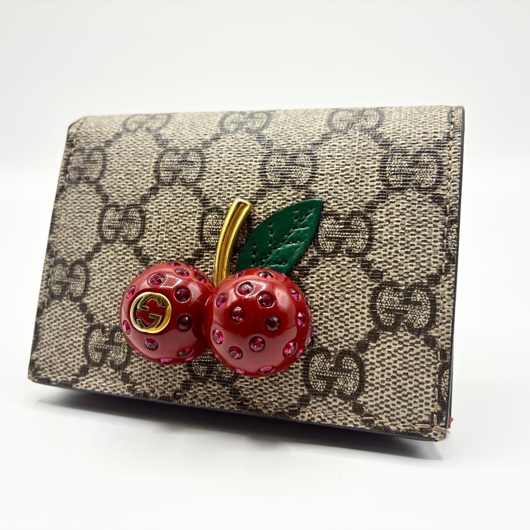 グッチ GGスプリーム 折り財布 さくらんぼ インターロッキング　チェリー