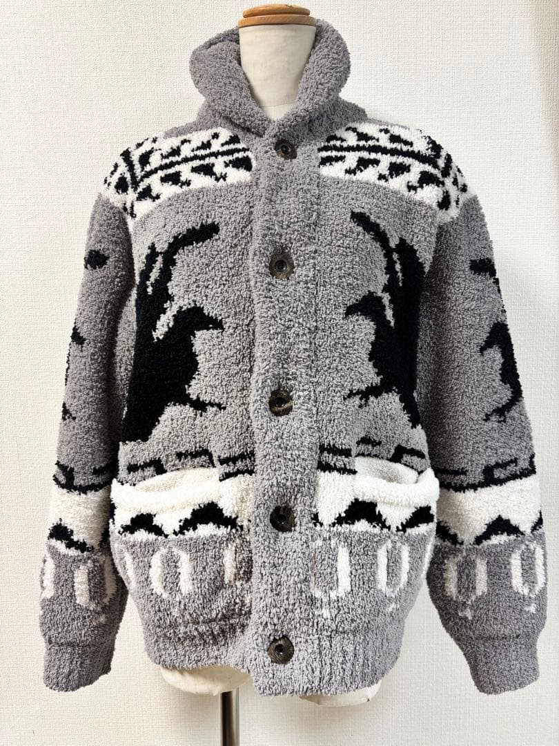 美品◇kashwere◇カシウエア◇カウチンカーディガン◇グレー◇M