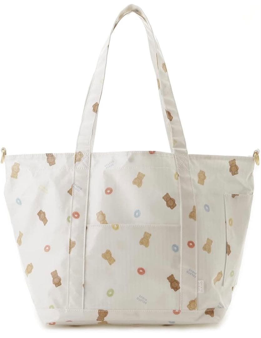 ジェラートピケ　シリアルベア柄ママバッグ　ホワイト