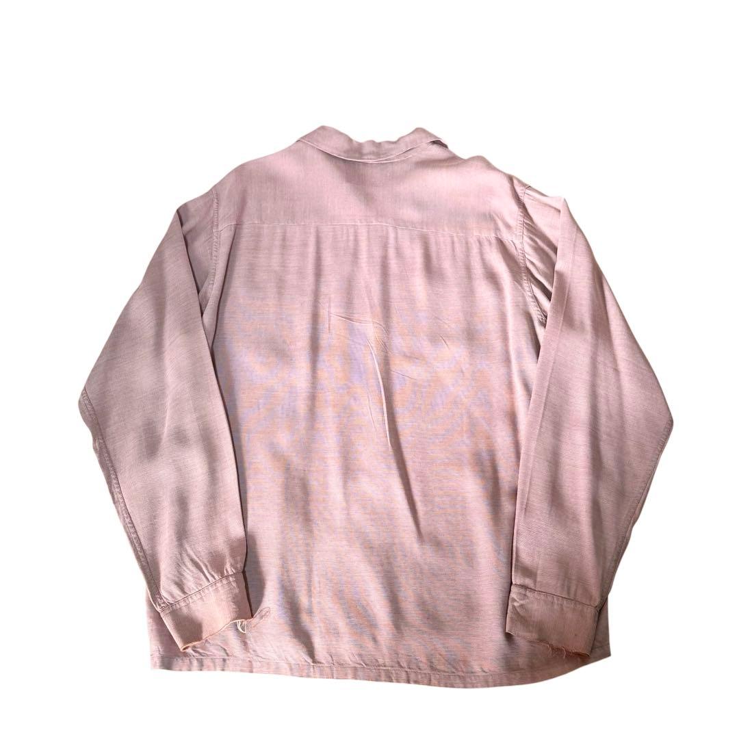 50s レーヨン開襟シャツ ピンク ロカビリー vintage